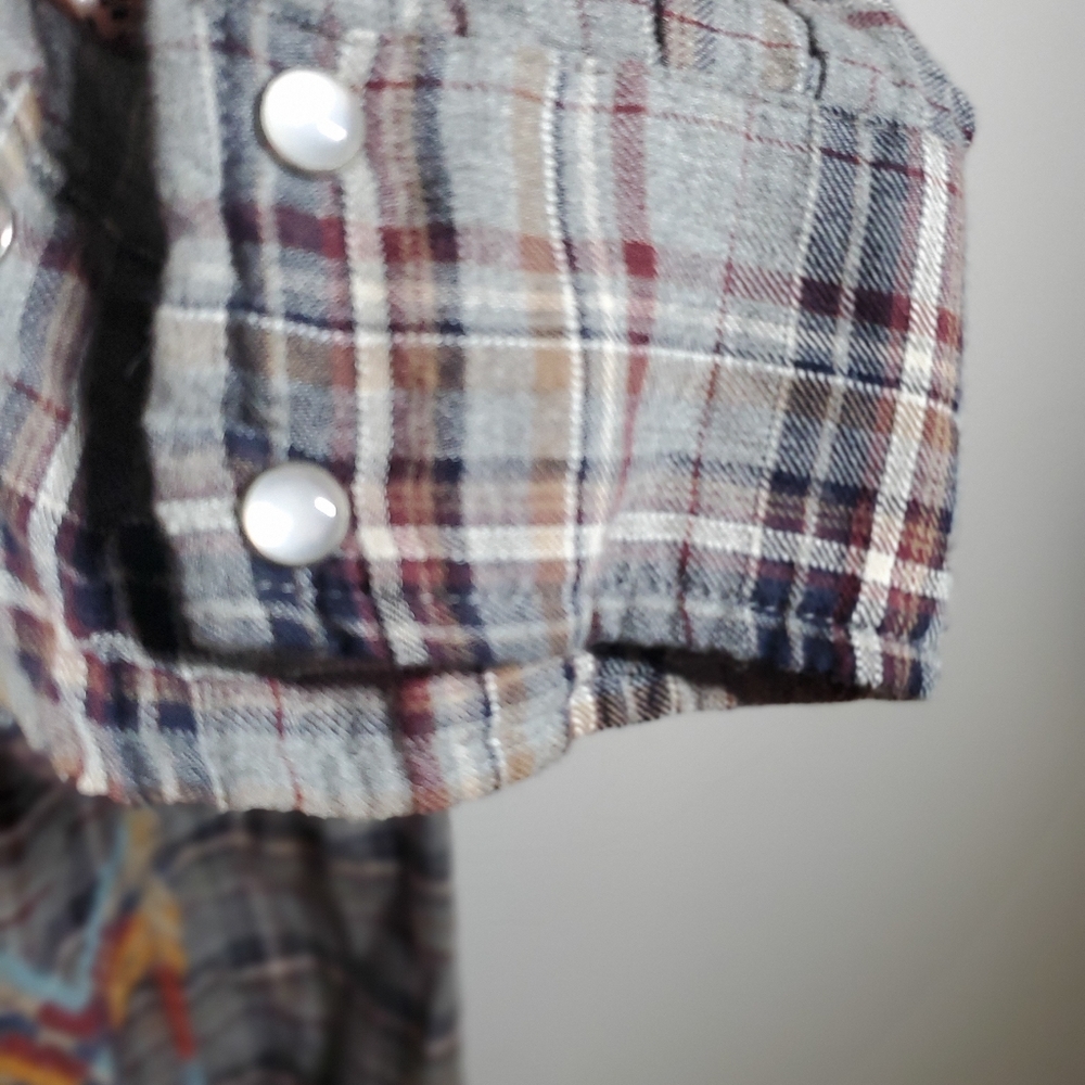 Johnny Was 3J Workshop Flannel Embroidered Tunic With Pearl Snap Buttons Size S - Picture 7 of 16